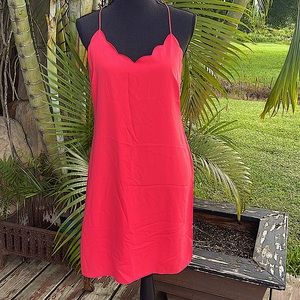 J Crew bright salmon pink slip dress. Retro, 90s style. Mid length. Size 4